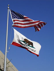 US and California flags